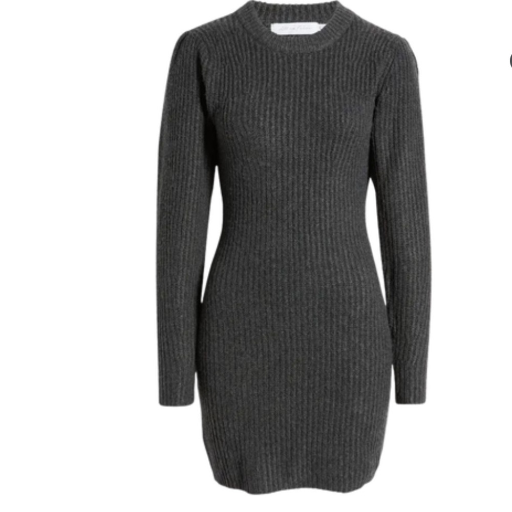 All In Favor 2 Tone Charcoal Long Sleeve Ribbed Sweater Dress Size Large